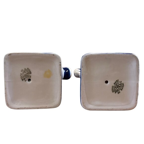 Vintage Russian GZHEL-STYLE Cobalt Blue & White Horses Head Candle Holders Lot 2 - Picture 5 of 7